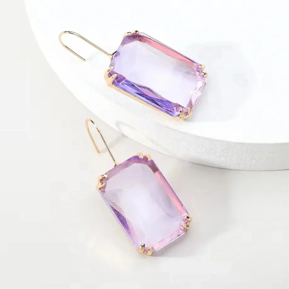 Purple Gold Crystal Earrings